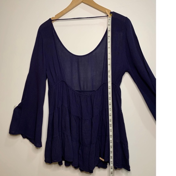 Cherish Peasant Top Navy Blue Large Long Sleeve - Picture 3 of 12